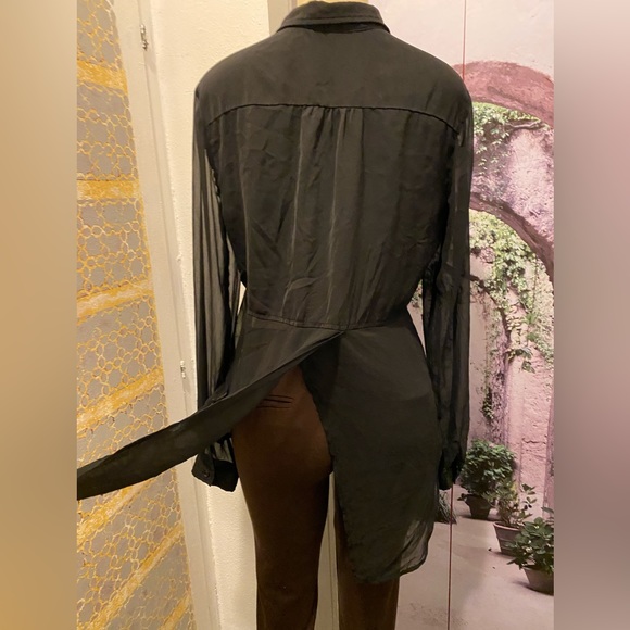 Free People Best of Both Worlds sheer black Blouse size M - Picture 9 of 13